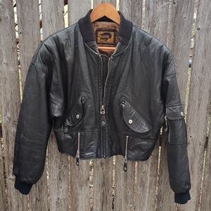 Vintage Leather Bomber Jacket w/Quilted Lining